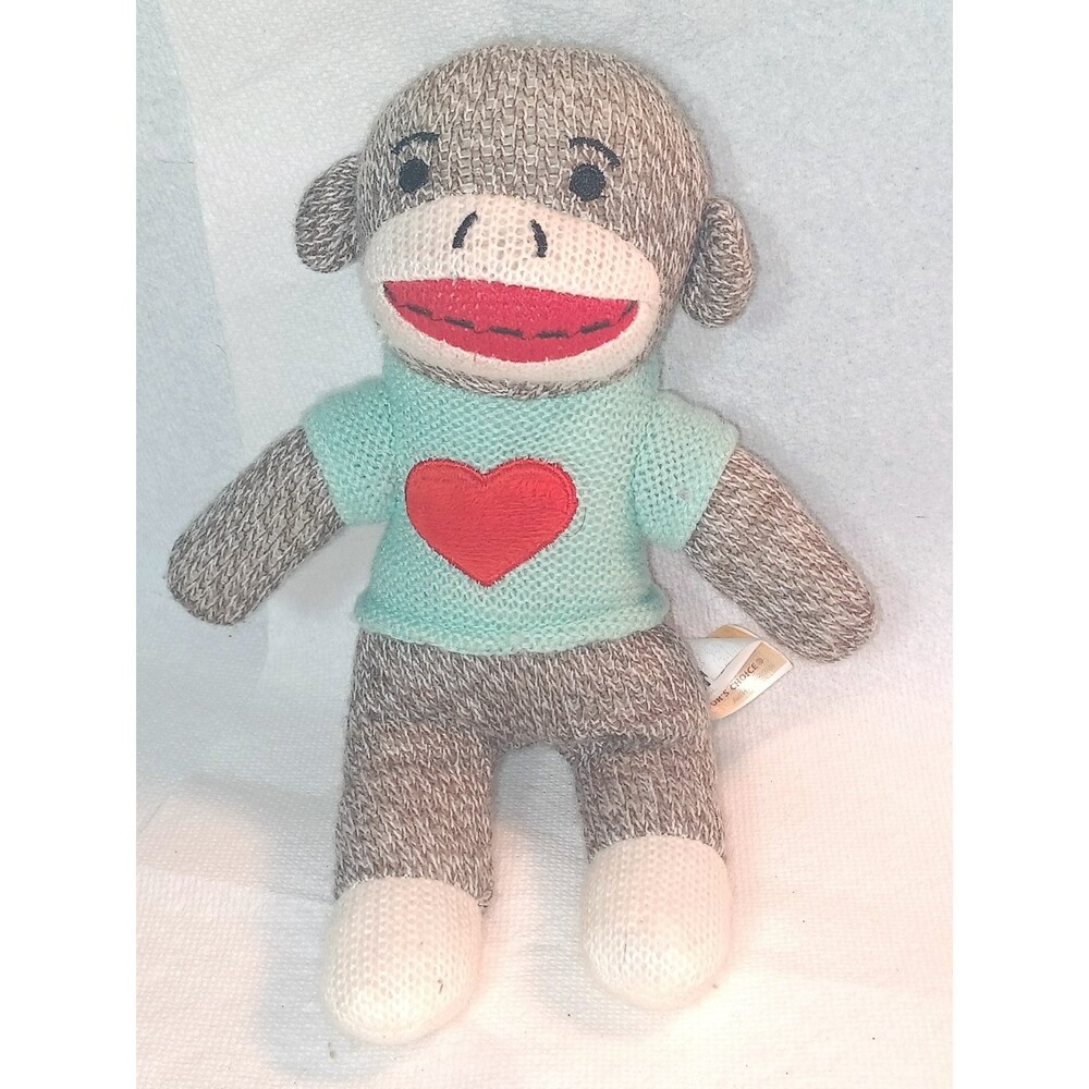 Dan Dee Collectors Choice Sock Monkey Blue Sweater Red Heart 10 in